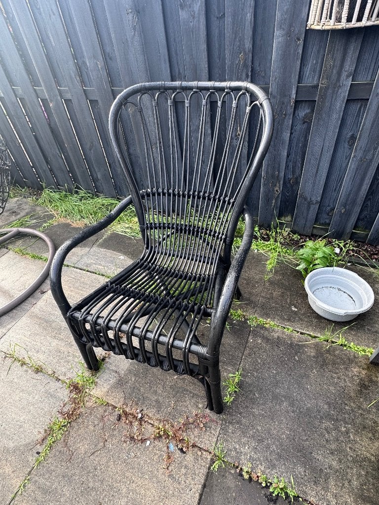 Rotan stoel zwart, Ophalen, Gebruikt, Zwart, Riet of Rotan