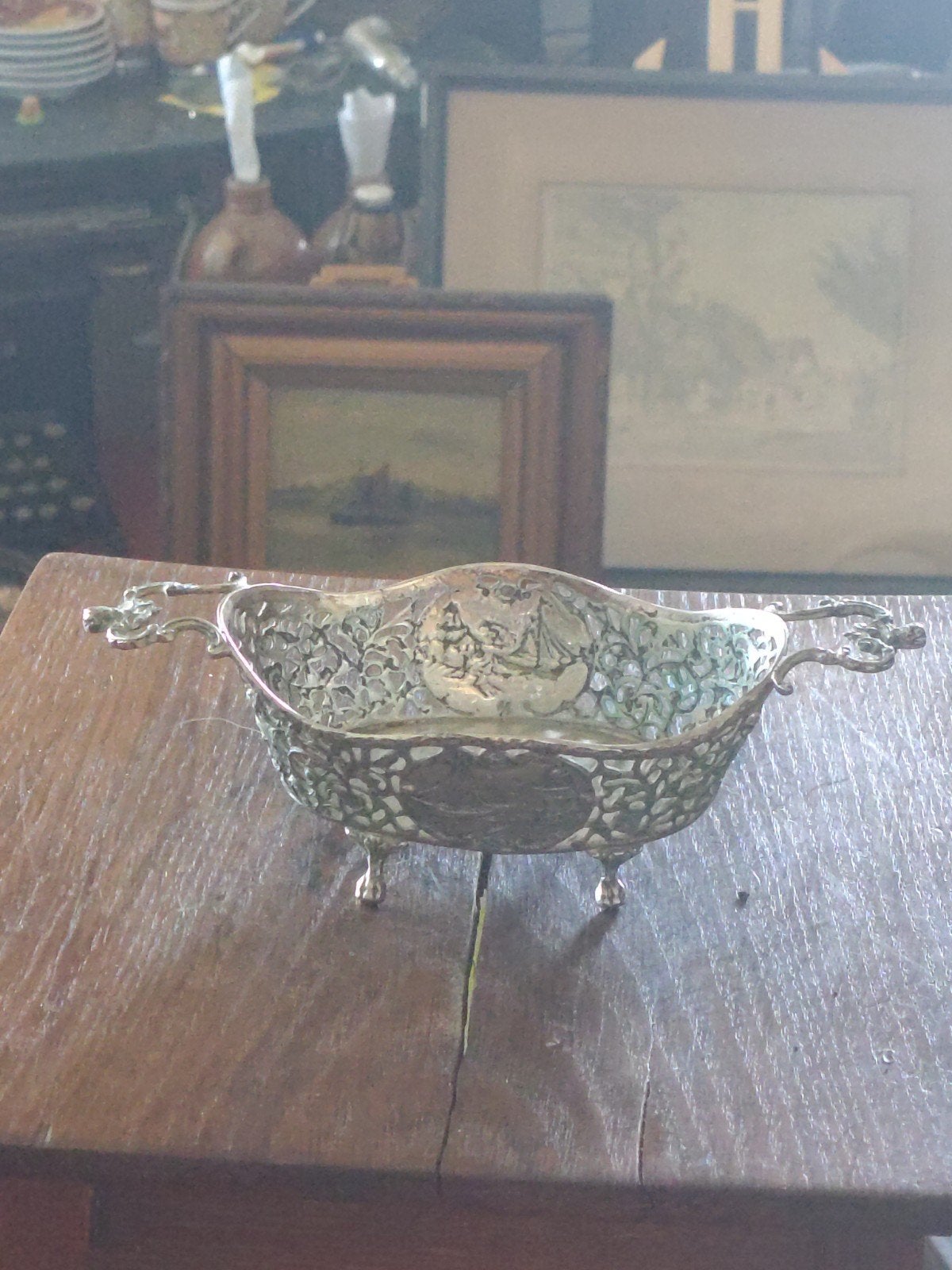 Antiek Zilveren Bonbonmandje Hanau Rococostijl (ca. 1900), Ophalen of Verzenden, Zilver