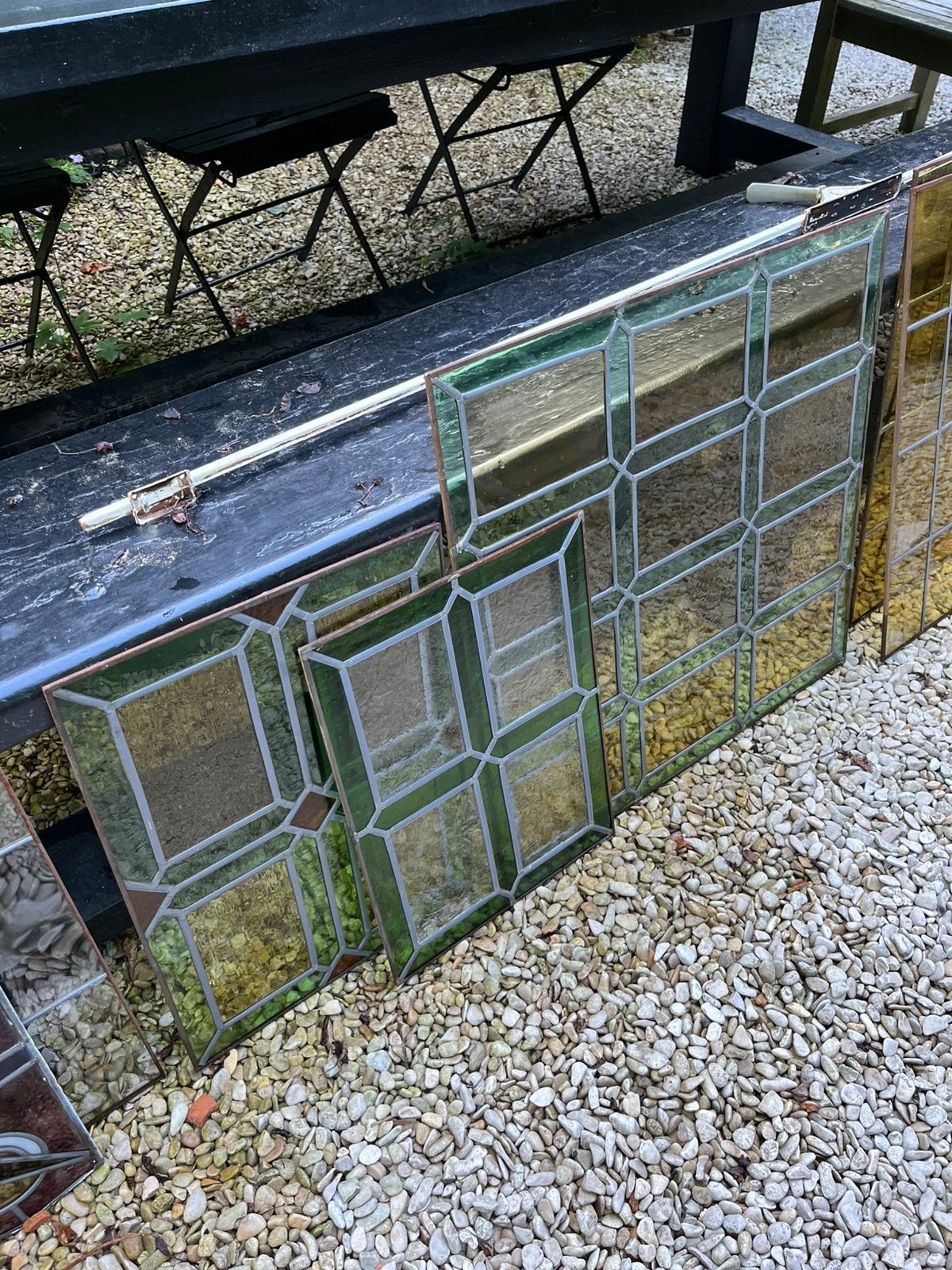 AUTHENTIEK GLAS IN LOOD KLEUR ART DECO RAAM MUUR, Ophalen, Gevelraam of Ruit, Minder dan 80 cm, Zo goed als nieuw