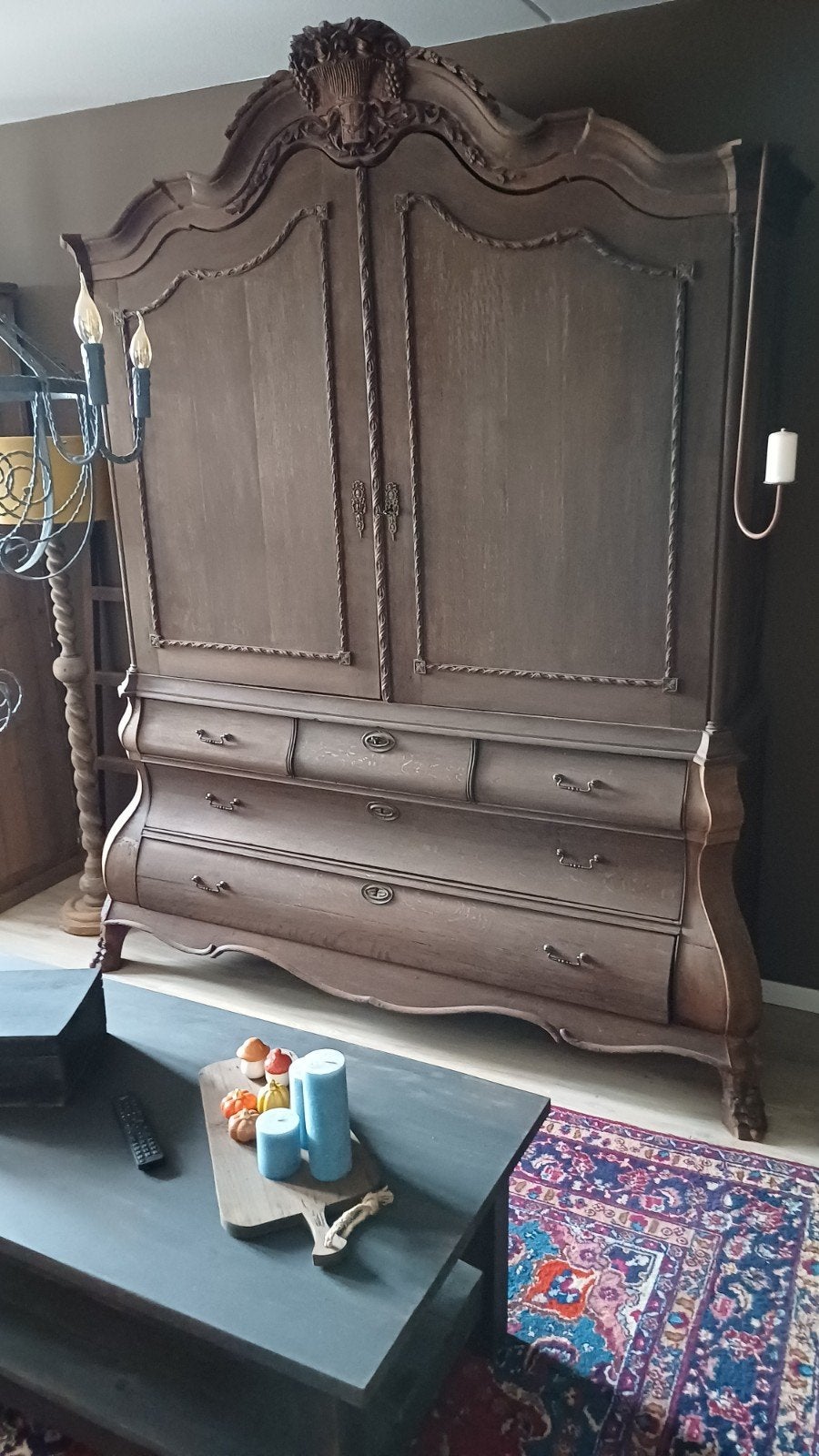 eiken kabinetkast, Ophalen, Zo goed als nieuw, 25 tot 50 cm, 200 cm of meer