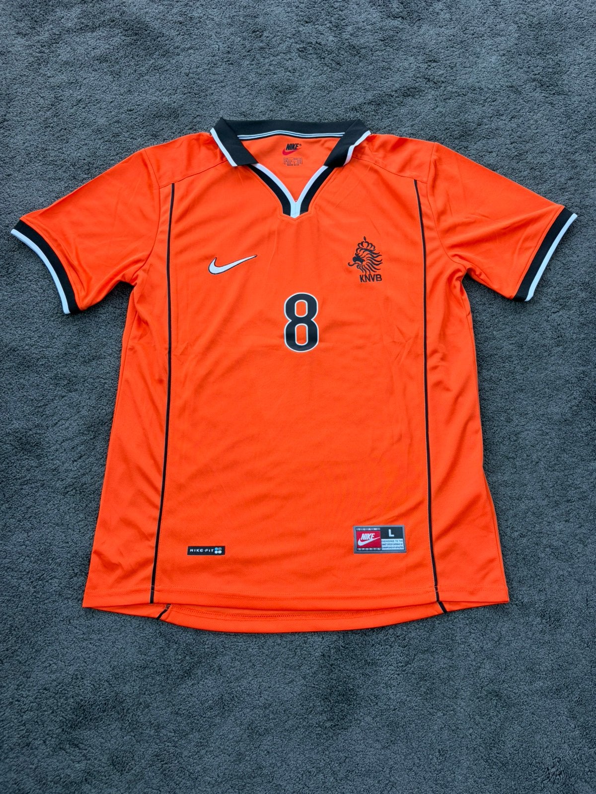 Dennis Bergkamp #8 | Nederland Retro Shirt 1998 | maat L, Maat L, Ophalen of Verzenden, Nieuw, Shirt