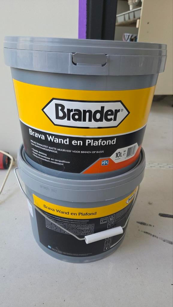 2x 10 liter Brander Brava Wand en Plafond RAL 7032, Ophalen, Nieuw, Wit