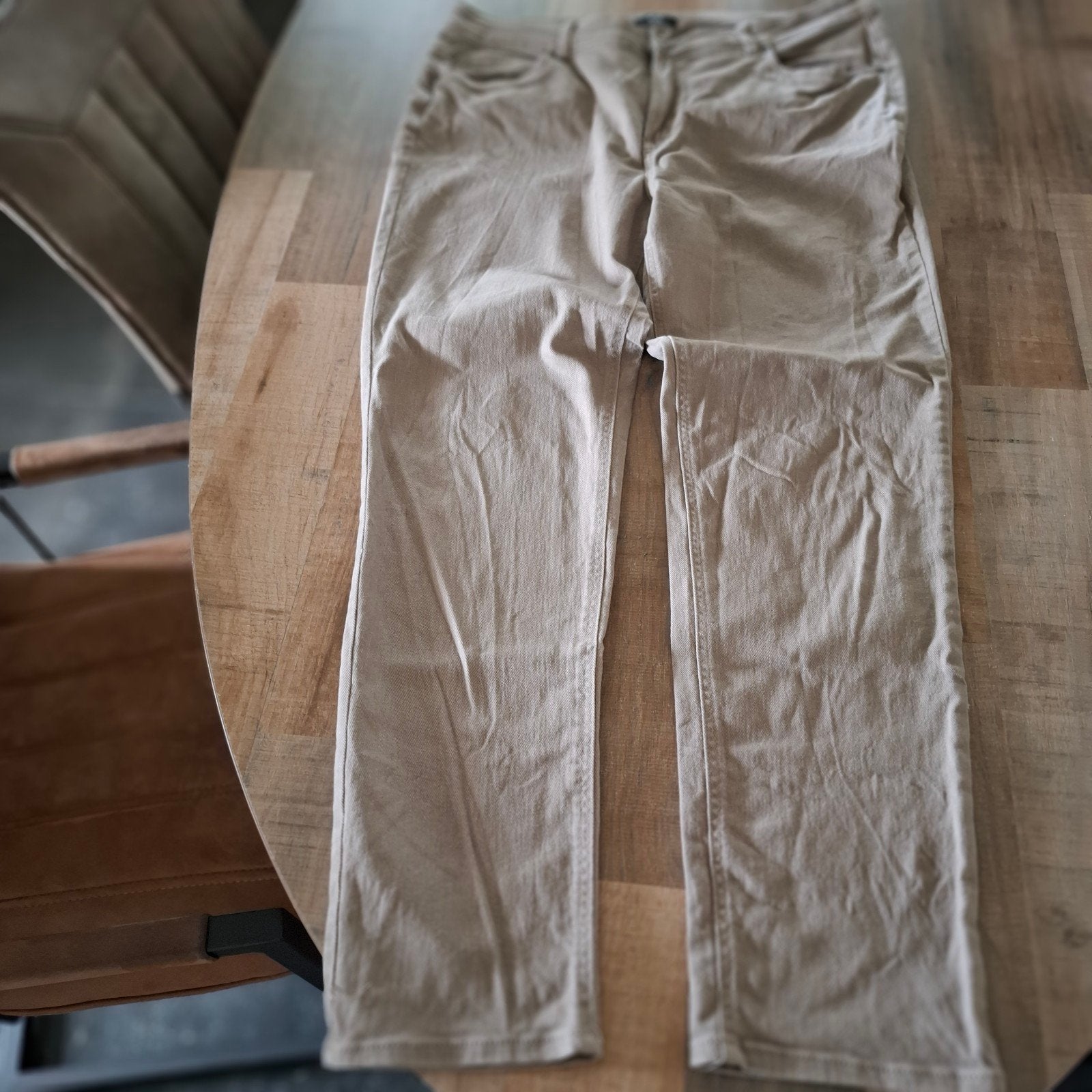 dames jeans beige mt 46, Beige, Maat 46/48 (XL) of groter, Ophalen of Verzenden, Zo goed als nieuw