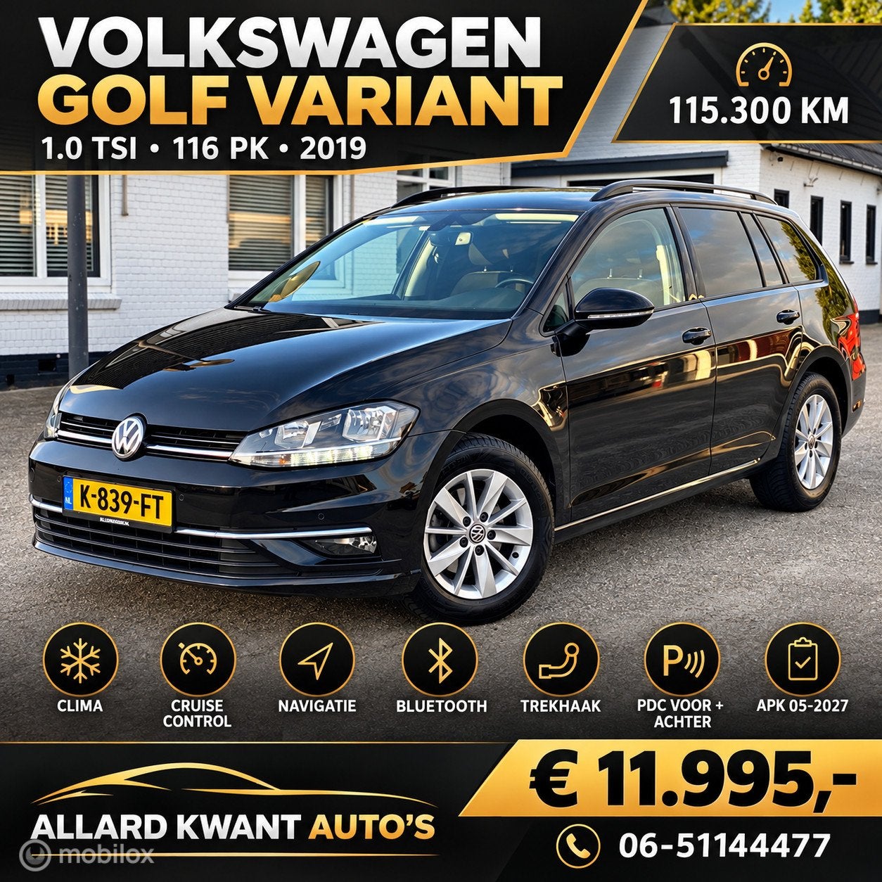 Volkswagen Golf 1.0 TSI (116pk) Variant /Clima/Navi/PDC/Cc, Auto's, Gebruikt, Euro 6, 1210 kg, 116 pk
