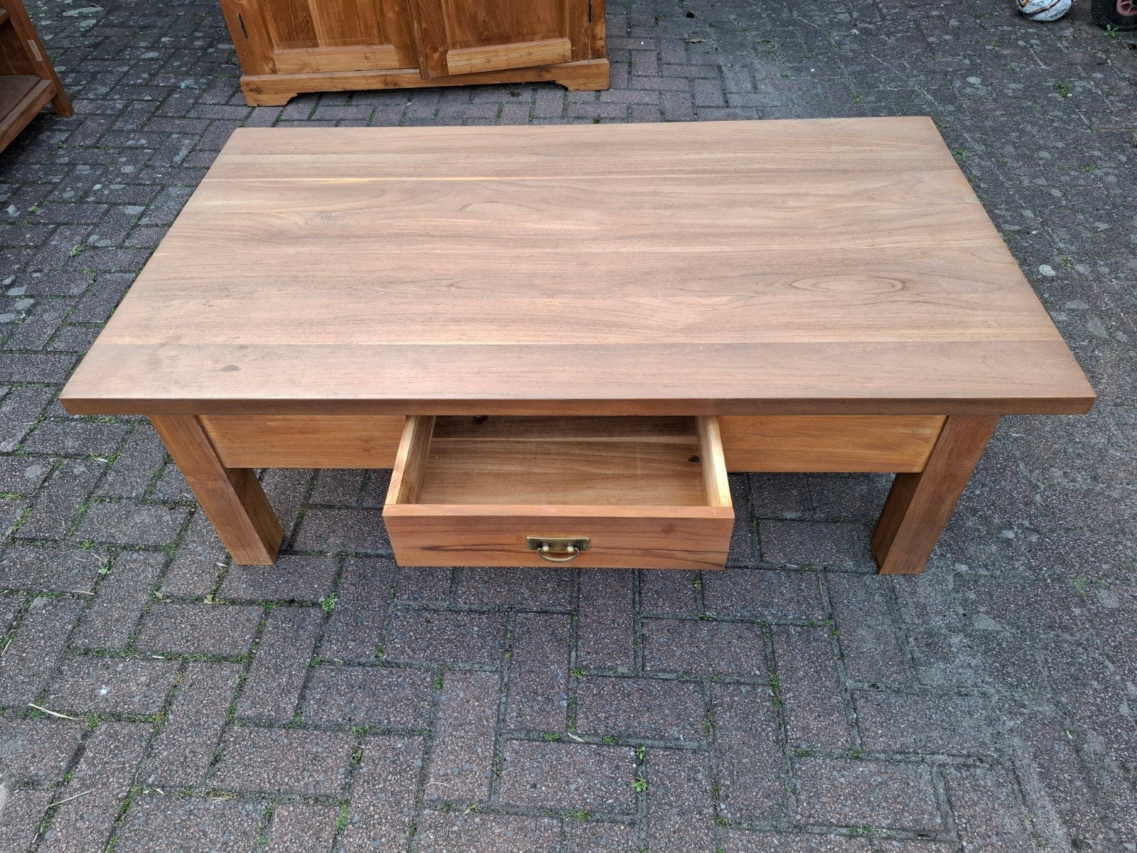 Teak houten salontafel, Huis en Inrichting, Ophalen, Gebruikt, 100 tot 150 cm, 50 tot 100 cm