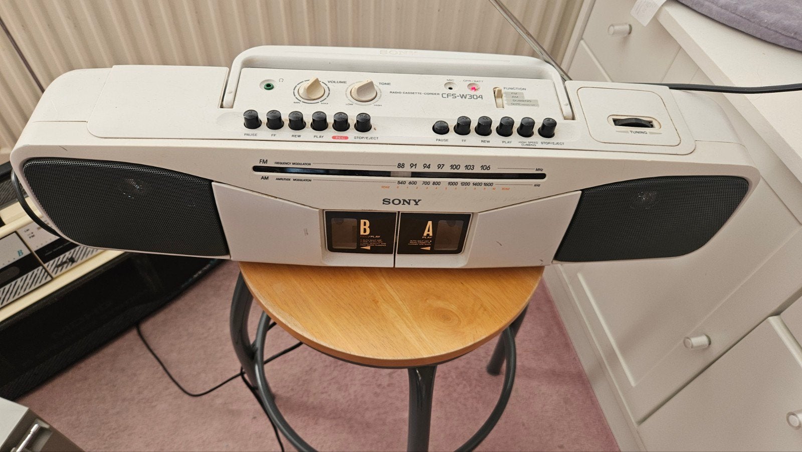 Sony CFS-W304 Radio Cassette-Corder - Dubbel Cassettedeck, Ophalen of Verzenden, Dubbel, Sony, Tape counter