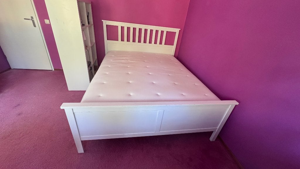 Compleet Ikea bed (160x200) incl matras en dekbed, Huis en Inrichting, Ophalen, Gebruikt, Wit, Tweepersoons