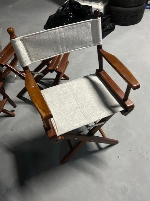 5x Teak Reggiseursstoel/ bootstoel - Nieuwe grijze bekleding, Antiek en Kunst, Antiek | Meubels | Stoelen en Banken, Ophalen