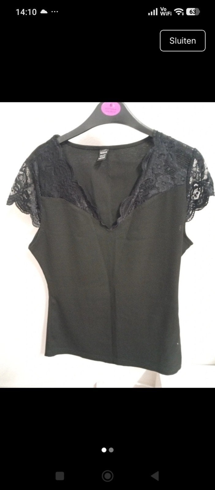 nieuw Dames T-shirt met Kanten Details, Kleding | Dames, Maat 38/40 (M), Zwart, Ophalen of Verzenden, Korte mouw