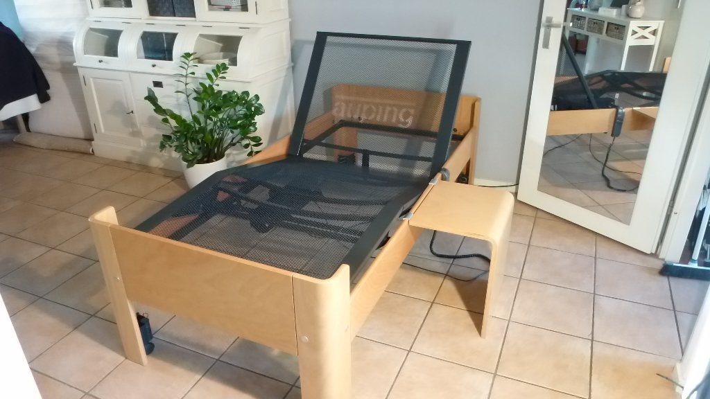 Prachtige Auping Auronde 3000, hoog model! Gratis bez/mont!, Verstelbaar, 90 cm, Eenpersoons, Bruin