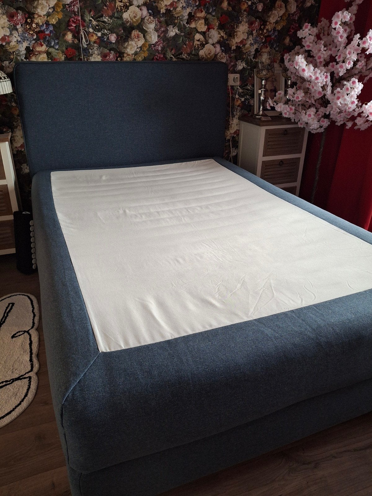 Boxspring Dunvik Ikea 1.40-200 zonder matras, Huis en Inrichting, Slaapkamer | Boxsprings, Ophalen, Blauw, Tweepersoons, 140 cm