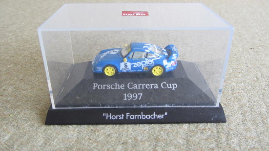 Herpa Porsche 911 carrera : Horst Farnbacher - 1997 - 1/87, Ophalen of Verzenden, Zo goed als nieuw, Auto, Herpa