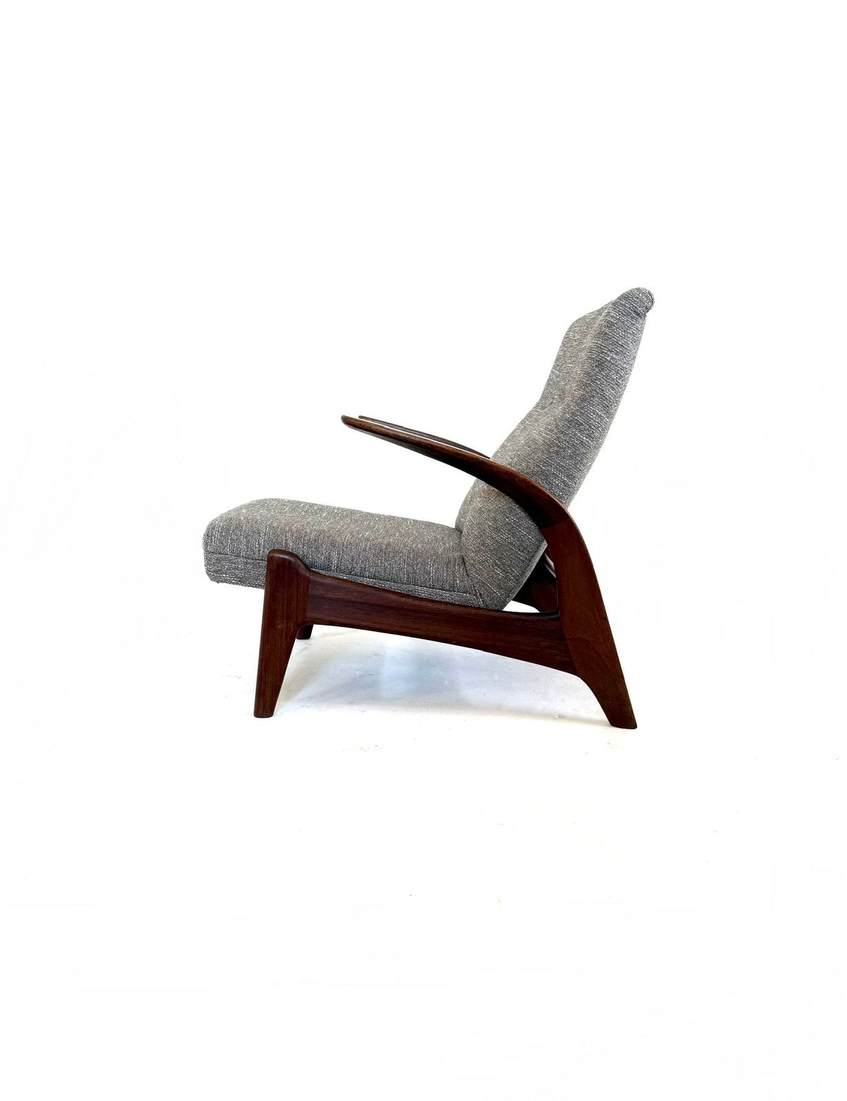 Vintage teakhouten easy chair, Gimson & Slater ‘60, Hout, 75 tot 100 cm, Ophalen of Verzenden, Vintage retro buisframe design rotan webbing papercord deens