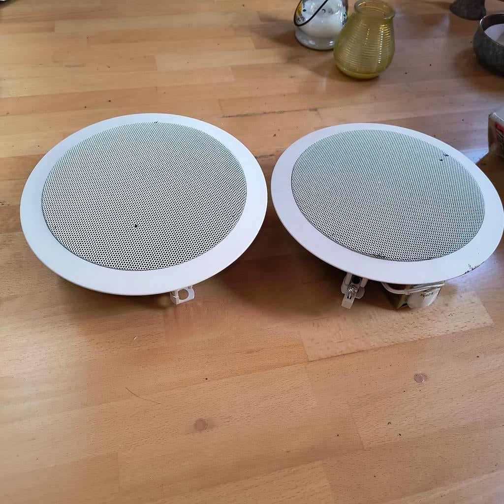 2x Inbouw plafond speakers 6.5 inch, wit, 8 ohm, Ophalen, Gebruikt, Minder dan 60 watt, Overige merken