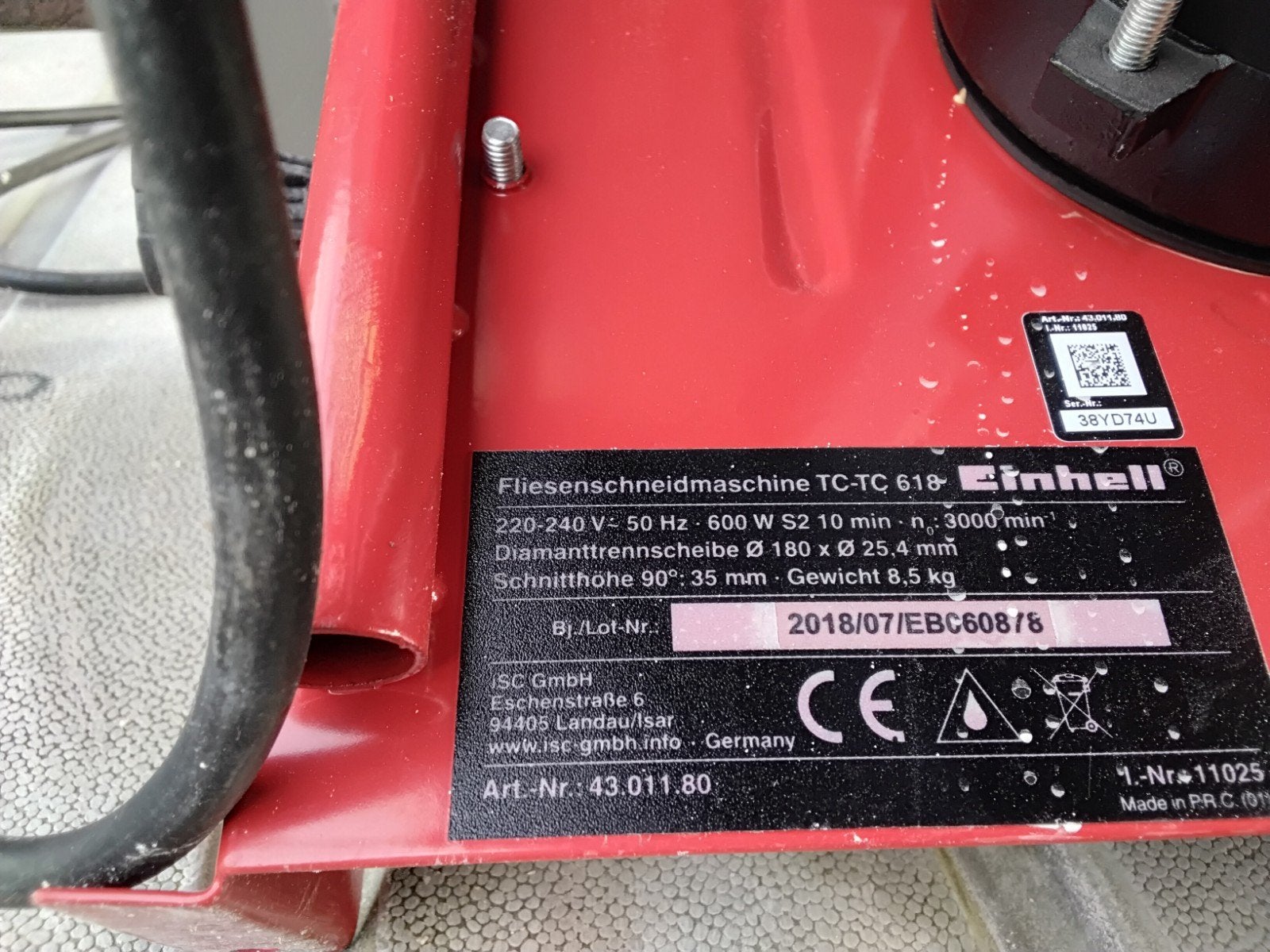 Einhell Fliesen Snijmachine TC-TC 618, Ophalen, Gebruikt, Overige typen, Einhell