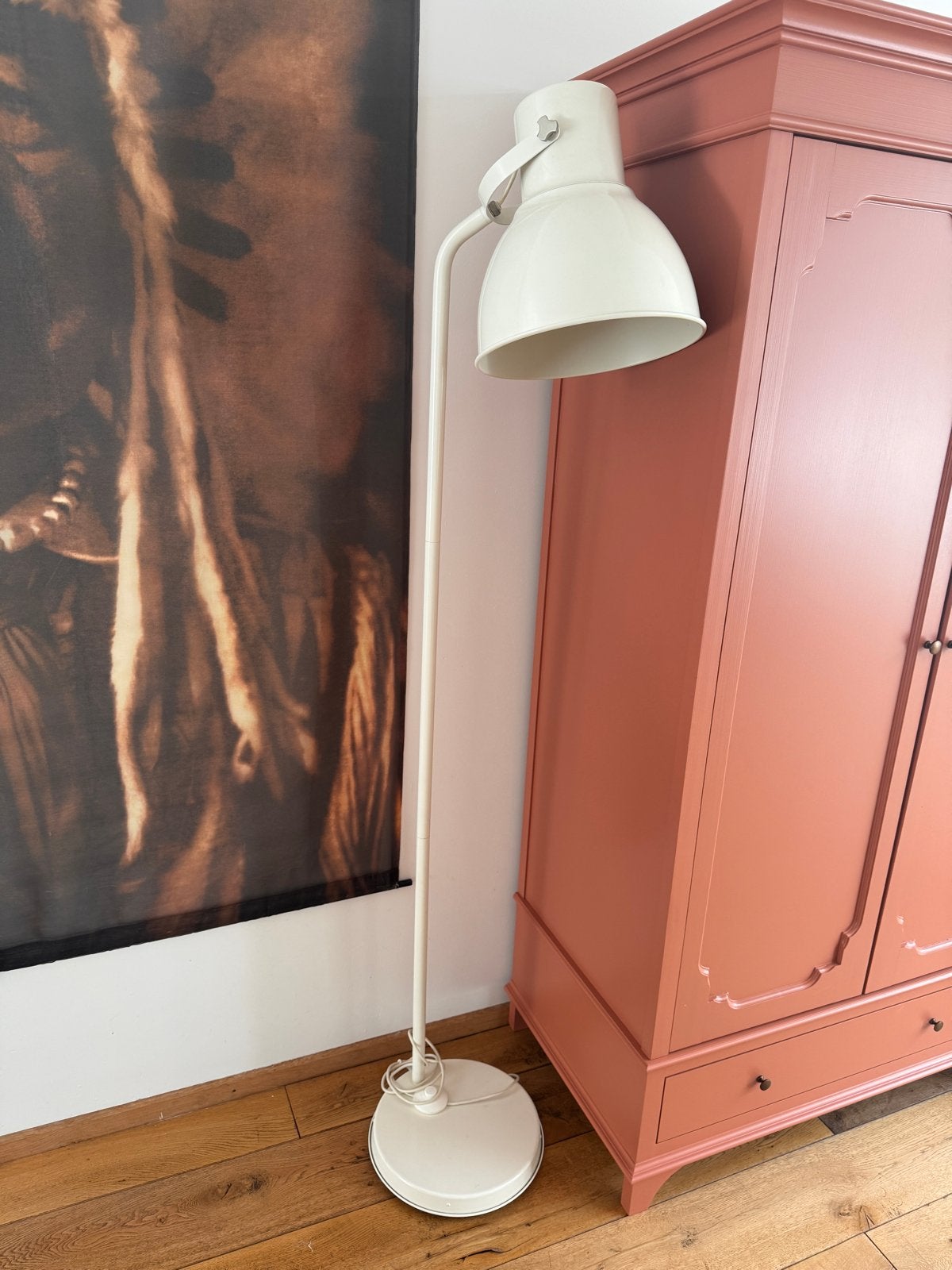 Ikea Hektar staande lamp wit - Zo goed als nieuw, Ophalen of Verzenden, Zo goed als nieuw, Metaal, 150 tot 200 cm