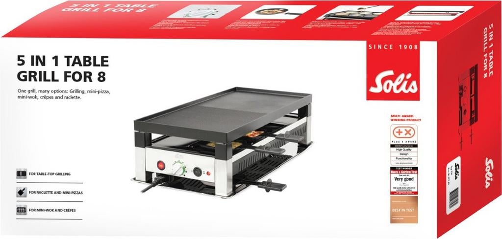 Solis Tafelgrill 5-in-1 voor 8 personen Gourmet, Witgoed en Apparatuur, Gourmetstellen, Ophalen of Verzenden, Zo goed als nieuw