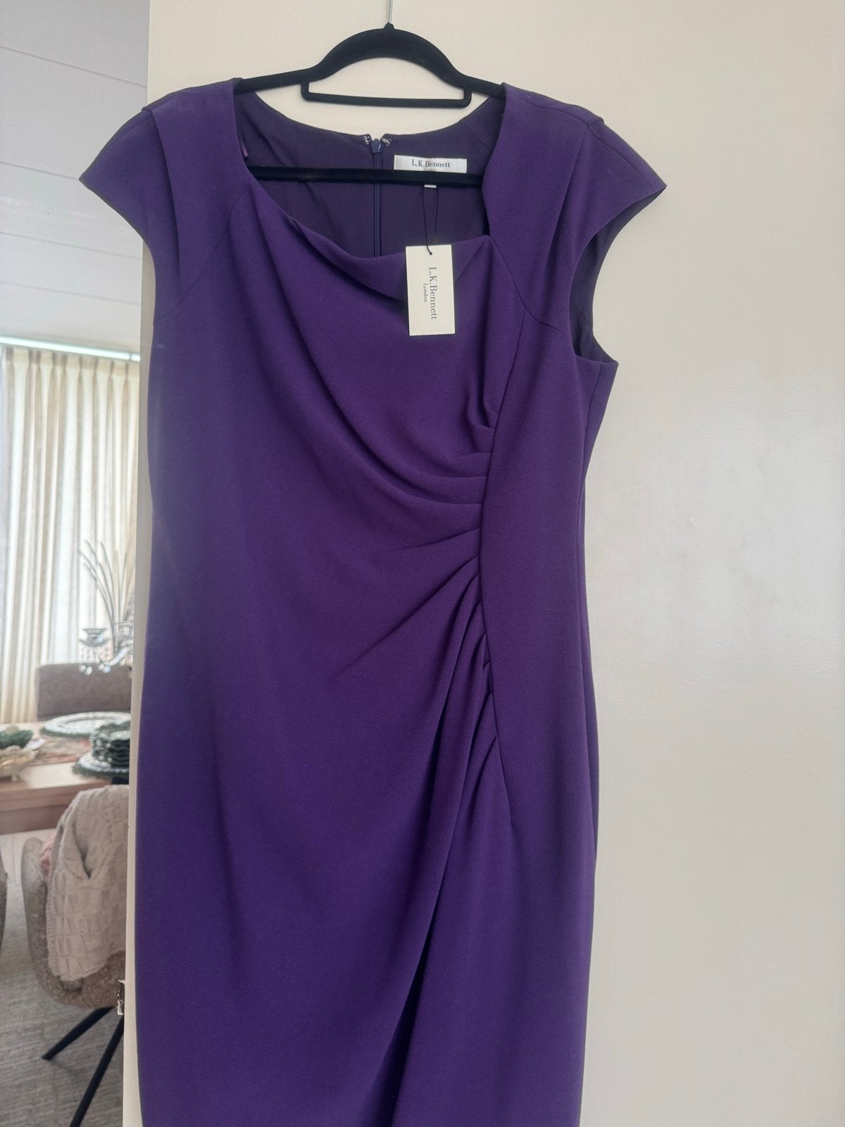 L.K. Bennett Davina 2 Indigo Jurk - Nieuw met kaartjes, Paars, Maat 46/48 (XL) of groter, Nieuw, Ophalen of Verzenden