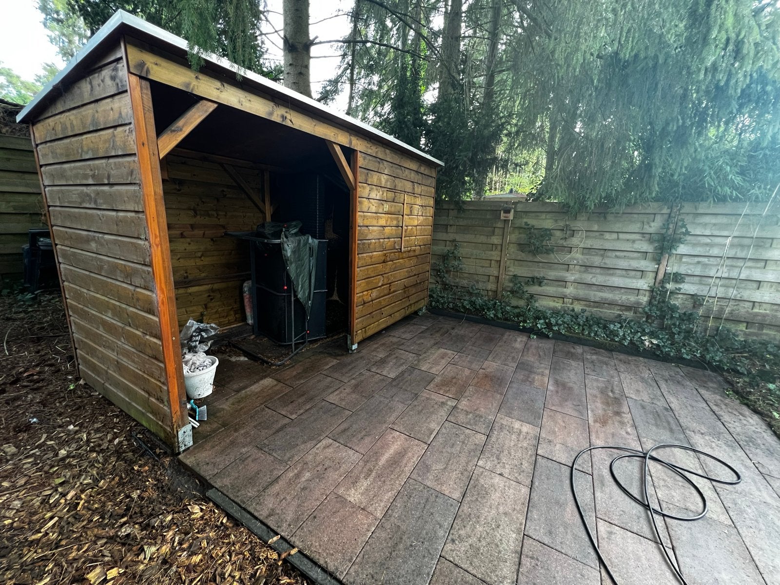 Overkapping met terras tegels - Zelf demonteren en ophalen, Tuin en Terras, Overkappingen, Ophalen, Gebruikt, Overige typen