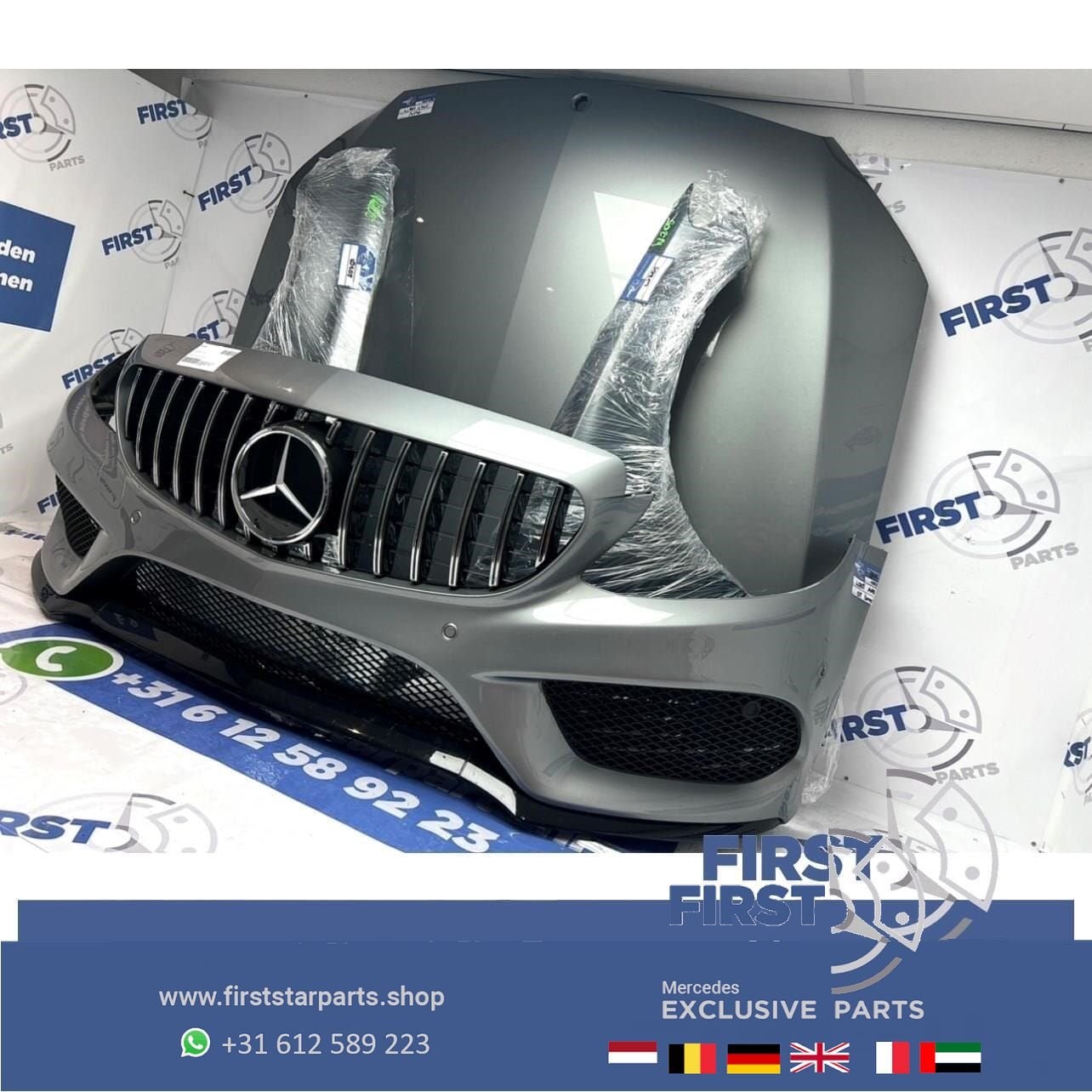 W205 C43 AMG Voorkop Mercedes C Klasse 2014-2019 DONKER GRIJ, Gebruikt, -, Voor, Ophalen of Verzenden
