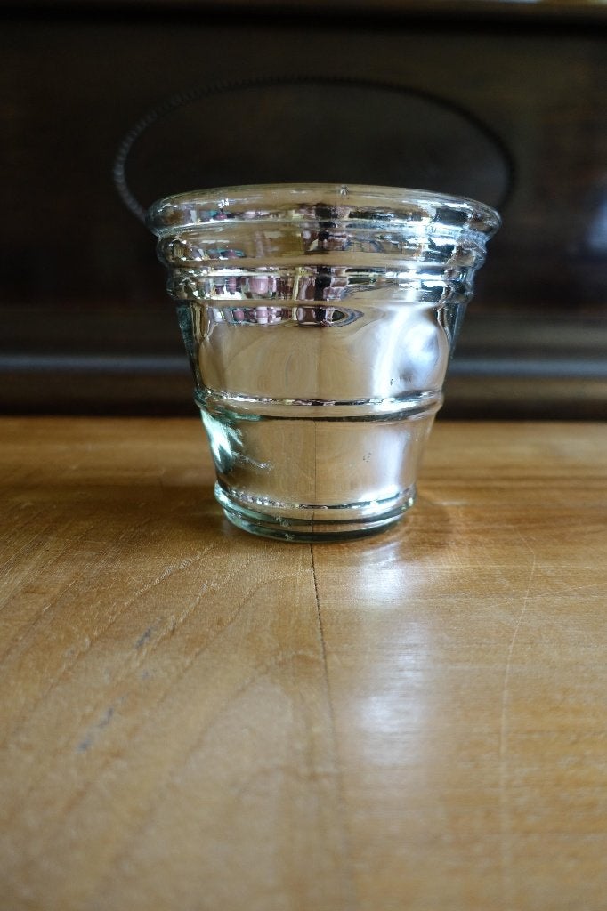 zilverkleurige bling bloempot van heel dik glas, Overige materialen, Gebruikt, Rond, Binnen