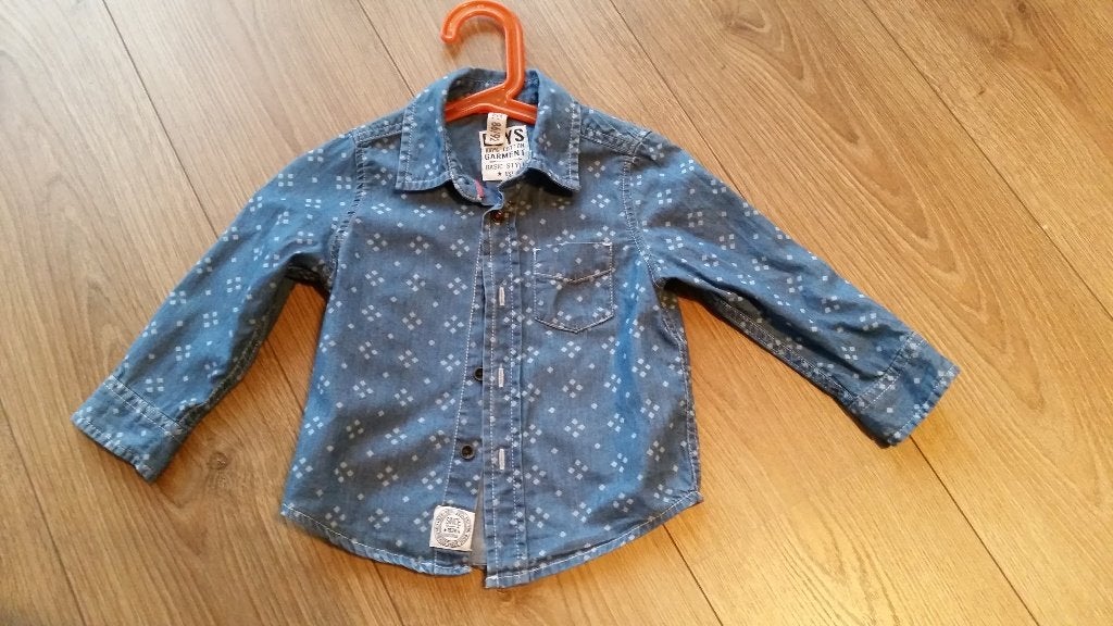 Blauw overhemd, Hema, maat 86/92, Ophalen, Zo goed als nieuw, Overhemdje of Bloesje, Hema
