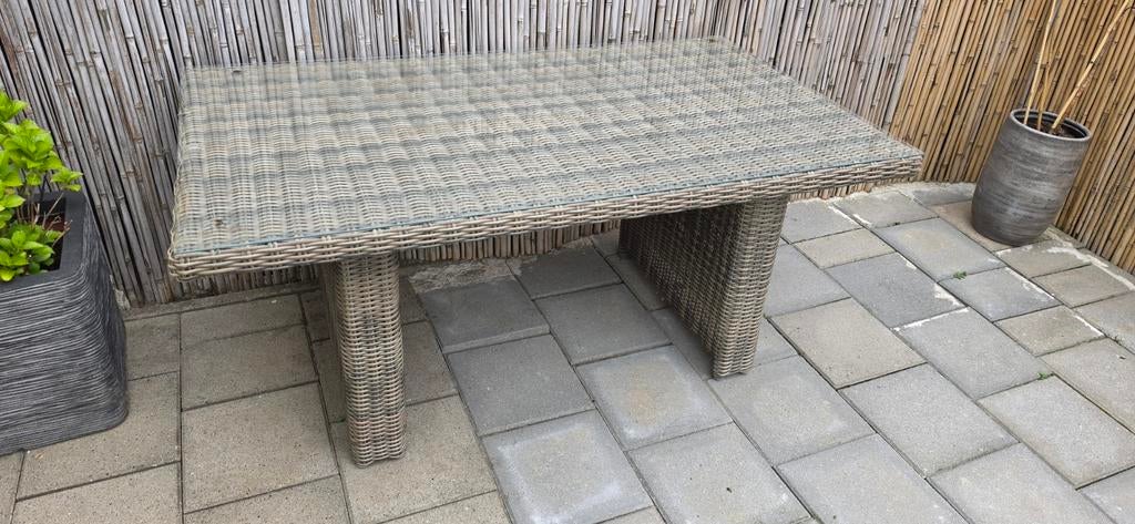 Bois le Duc tuintafel met glasplaat - L145 B84 H66 cm, Ophalen of Verzenden