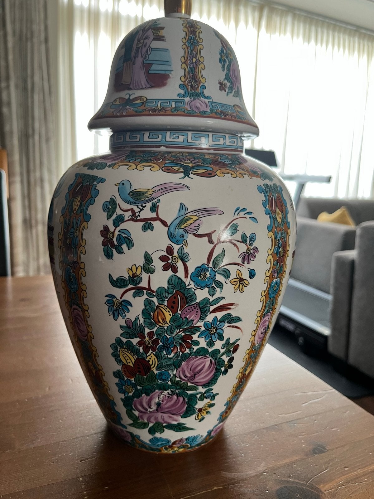Prachtige Chinese vaas met deksel - Handgeschilderd, Ophalen