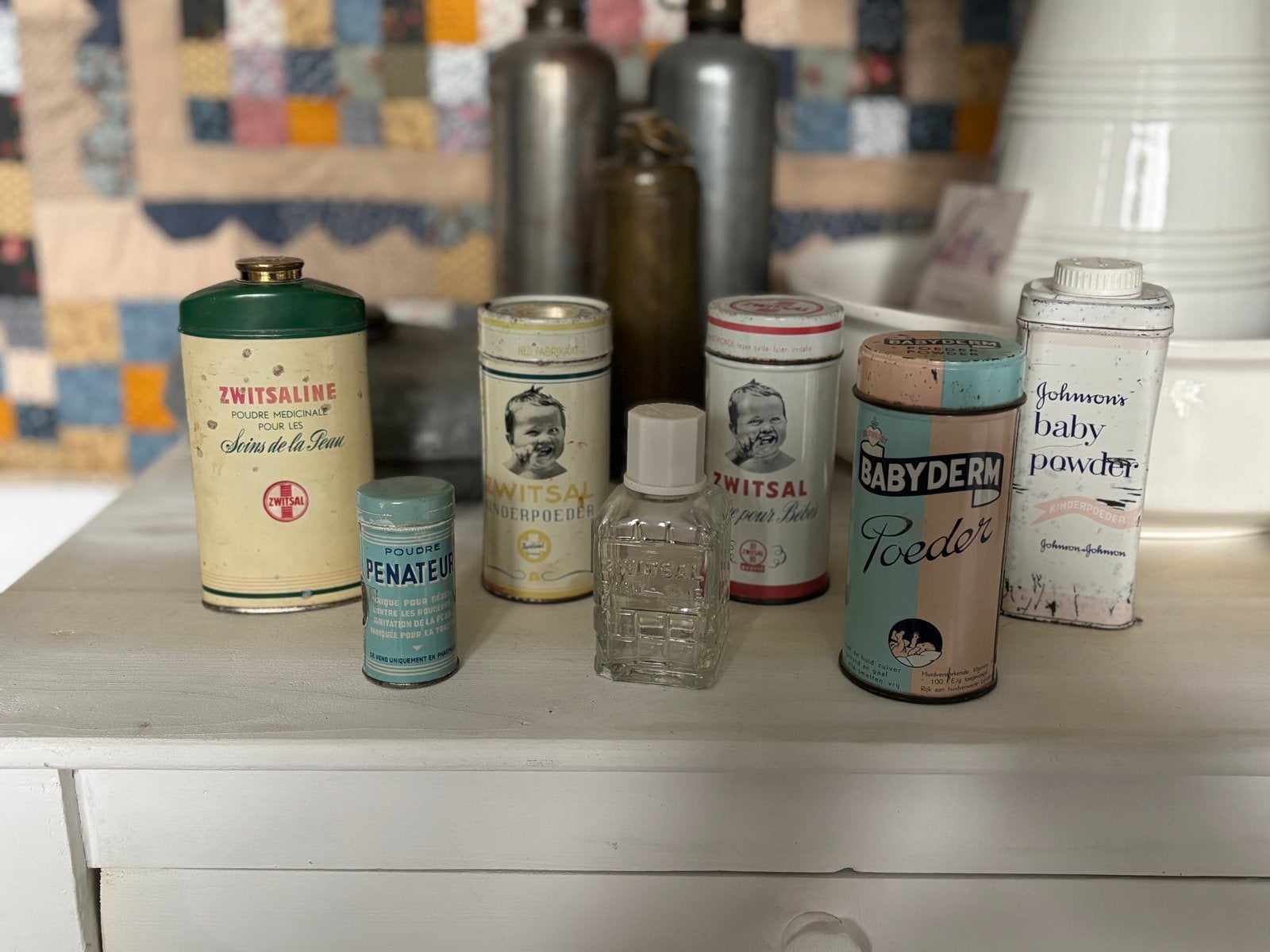 Vintage Poeder Blikken en Flesjes - Zeldzame Collectie, Antiek en Kunst, Ophalen of Verzenden