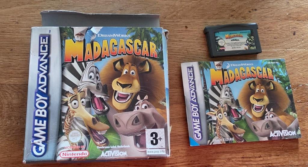 Madagascar Game Boy Advance (GBA) met doos en handleiding, Avontuur en Actie, Gebruikt, 1 speler, Ophalen of Verzenden