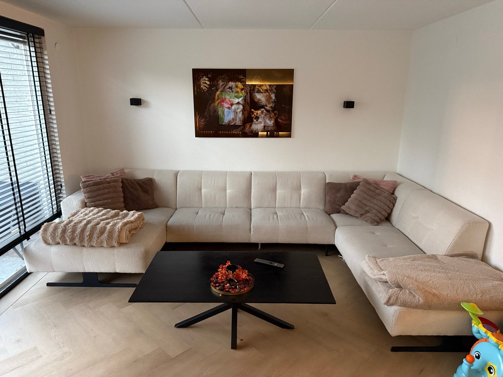 Grote U-bank met lange en korte lounge, professioneel gerein, Huis en Inrichting, Ophalen, Gebruikt, Stof