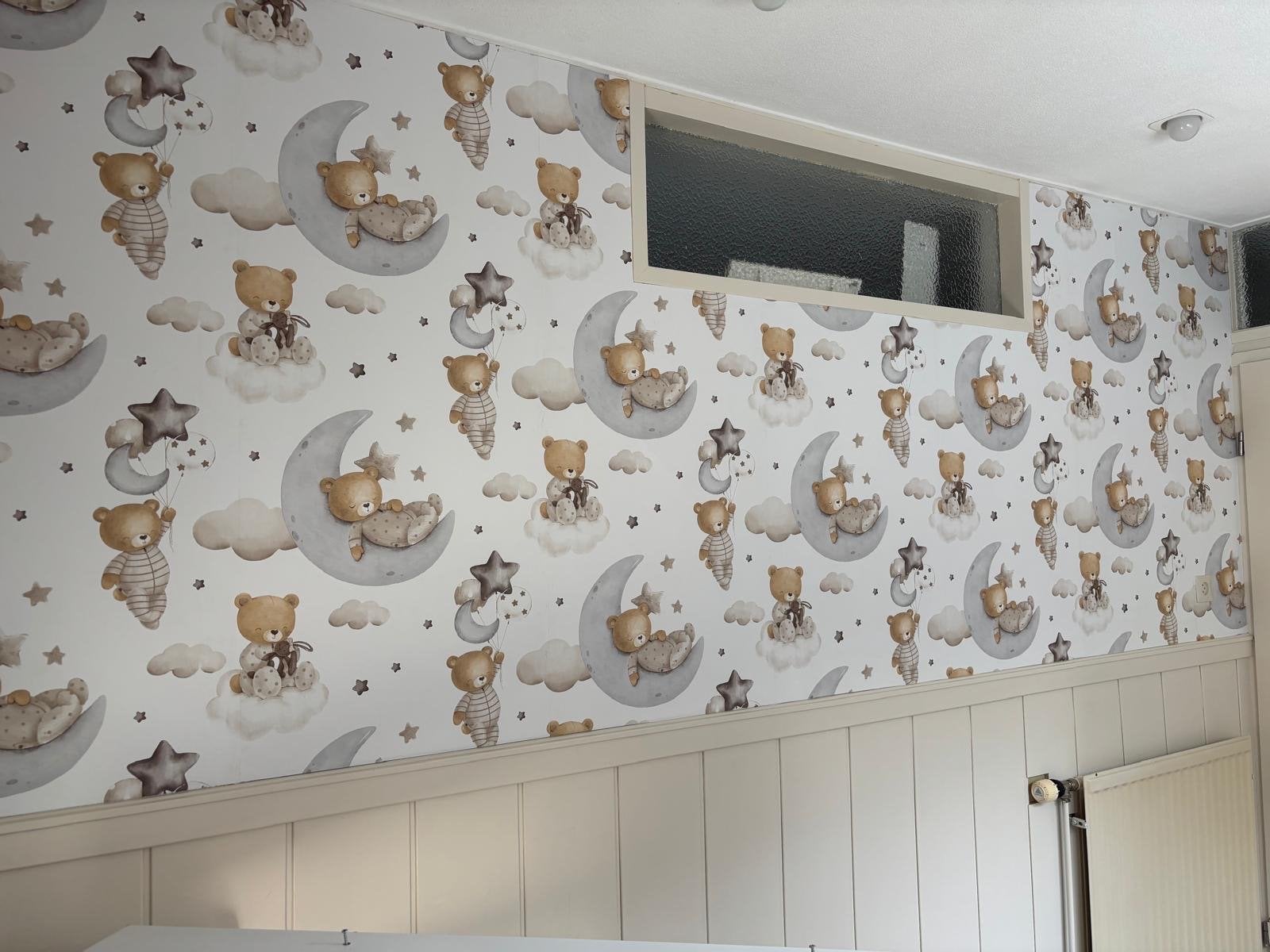 1 rol Momi Vliesbehang met wolken en regenbogen, Ophalen, Overige patronen, Overige merken, Wit