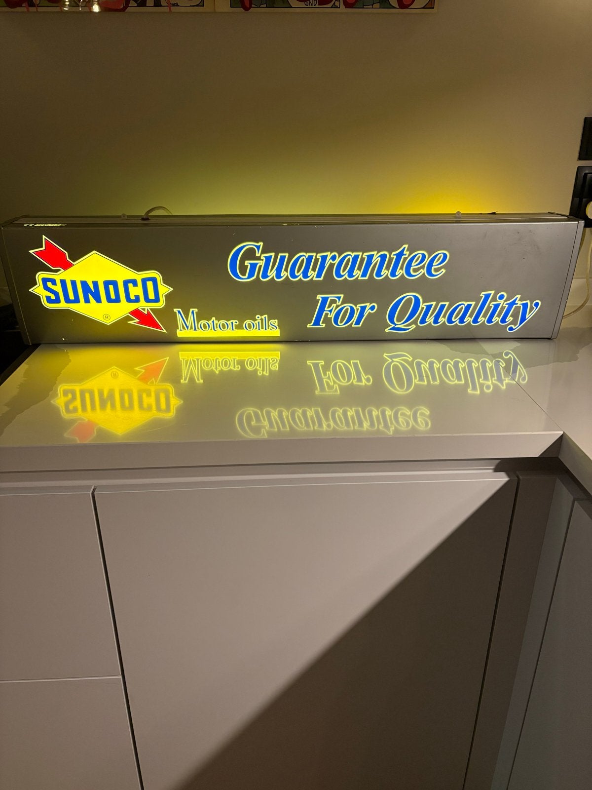 Dubbelzijdige Sunoco Lichtbak - lichtreclame, Verzenden, Zo goed als nieuw, Lichtbak of (neon) lamp