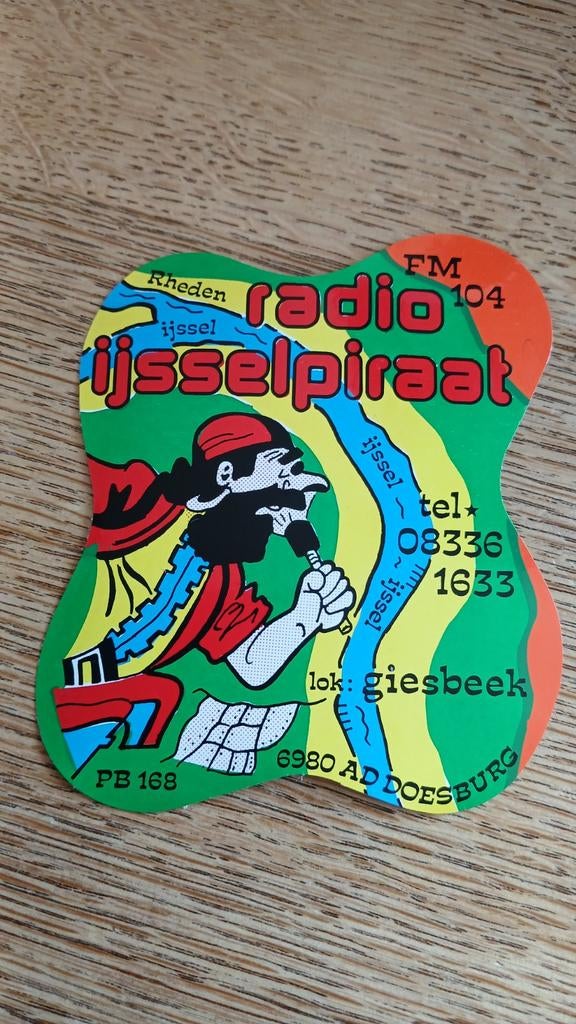 Stickers piraat piratenzender radio IJsselpiraat GIESBEEK, Ophalen of Verzenden, Zo goed als nieuw