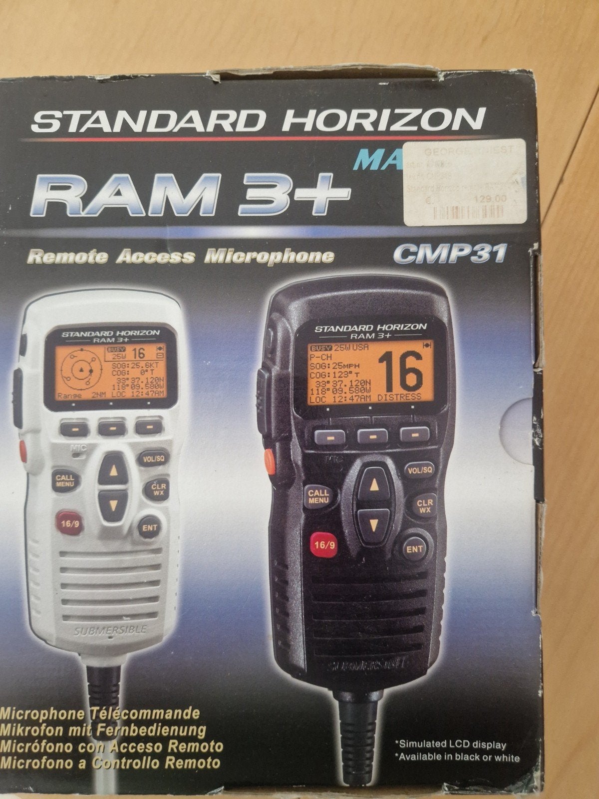 Standard Horizon RAM 3+ CMP31 Afstandsbediening Marifoon, Watersport en Boten, Ophalen of Verzenden, Nieuw, Overige typen