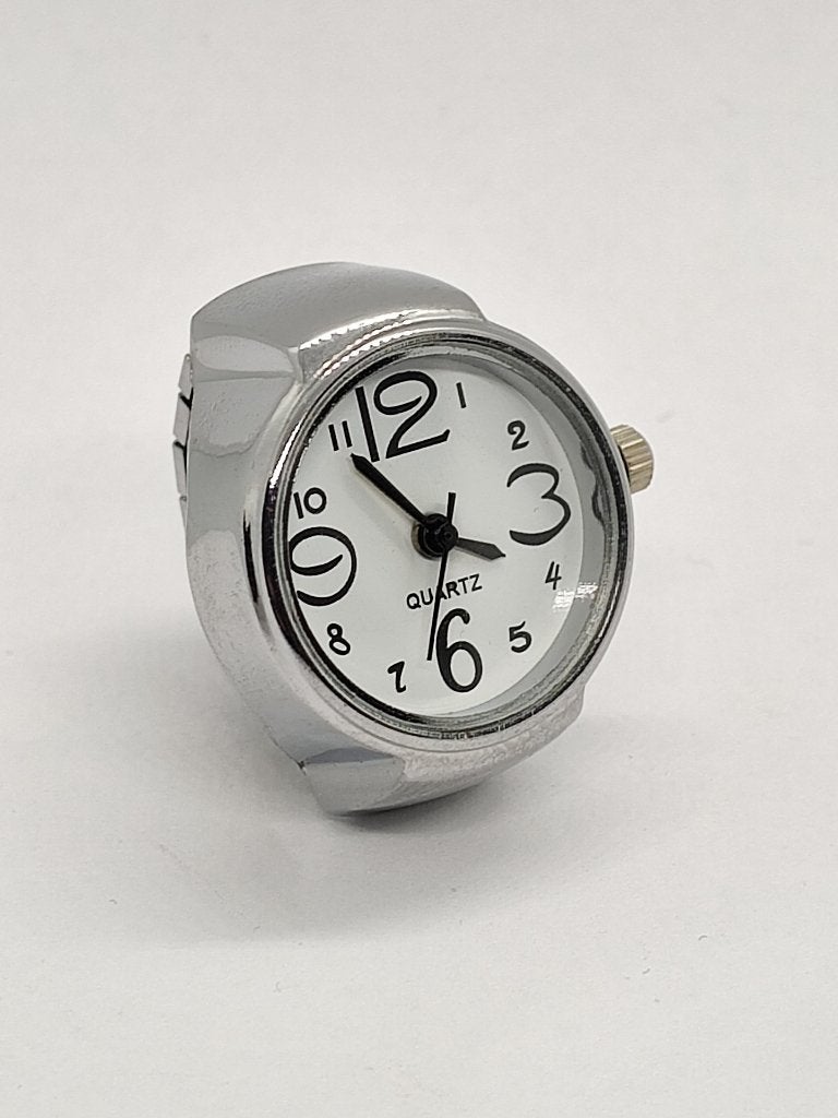 Nieuw Ringhorloge Met Rekbare Band - Zilverkleurig / Wit, 18 tot 19, IJzer of Staal, Nieuw, Ophalen of Verzenden