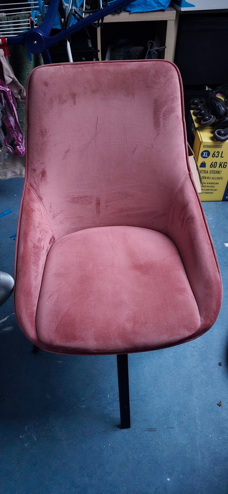 4 x Roze fluwelen eetkamerstoelen - Zo goed als nieuw, Overige kleuren, Modern, Elegant, Ophalen of Verzenden, Zo goed als nieuw