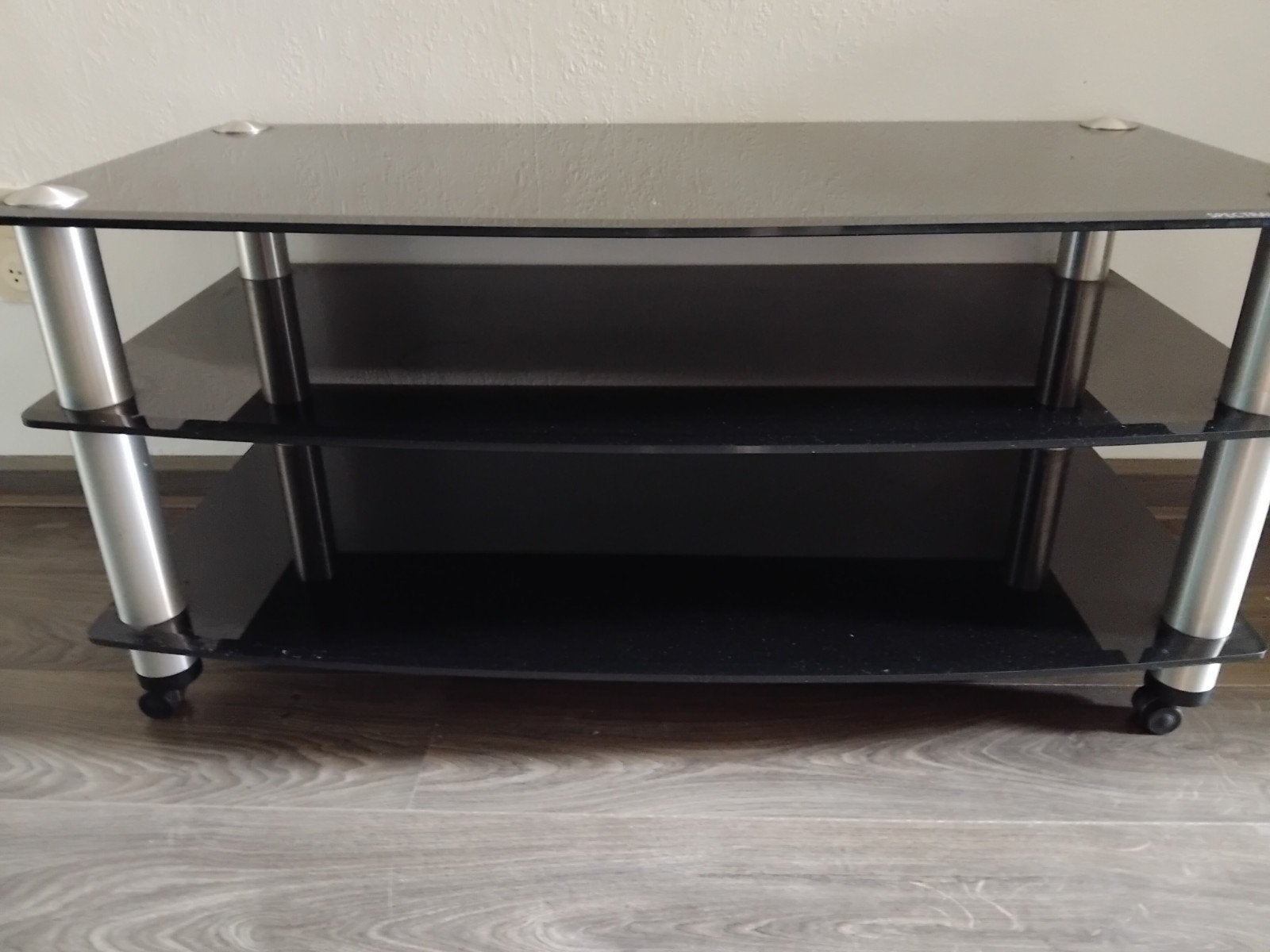 Spectral TV-meubel van glas en aluminium, Huis en Inrichting, Kasten | Televisiemeubels, Ophalen, Retro achtig, 100 tot 150 cm