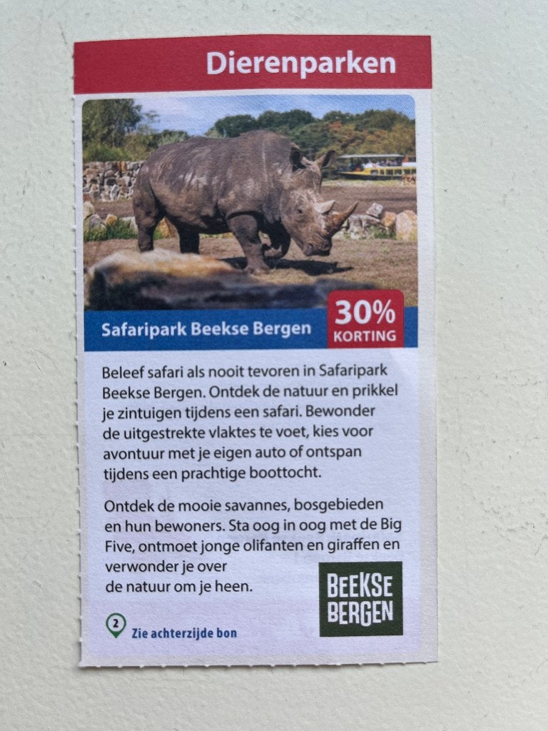 Kortingsbon Safaripark Beekse Bergen, Drie personen of meer, Kortingsbon, Overige typen