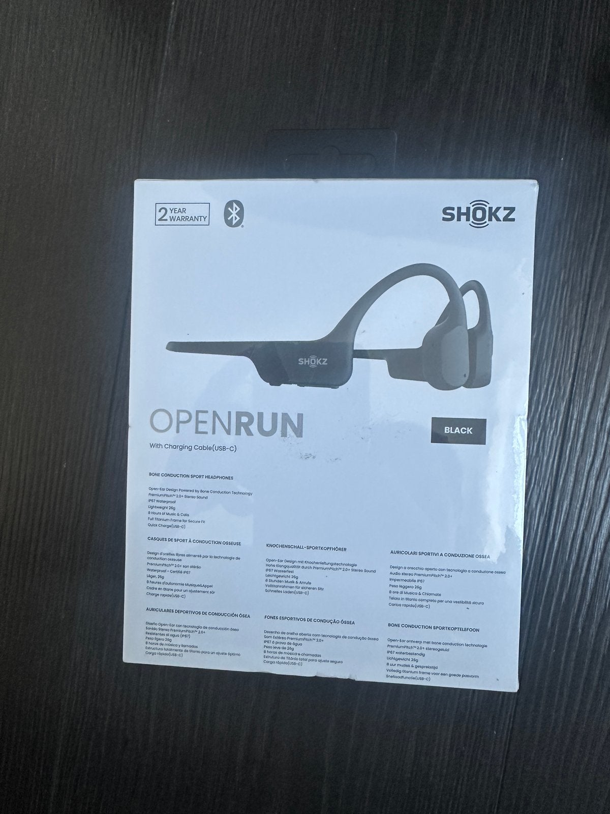 Nieuwe Shokz OpenRun Bone Conduction Sport Koptelefoon Zwart, Ophalen, Bluetooth, Bone conduction, Nieuw