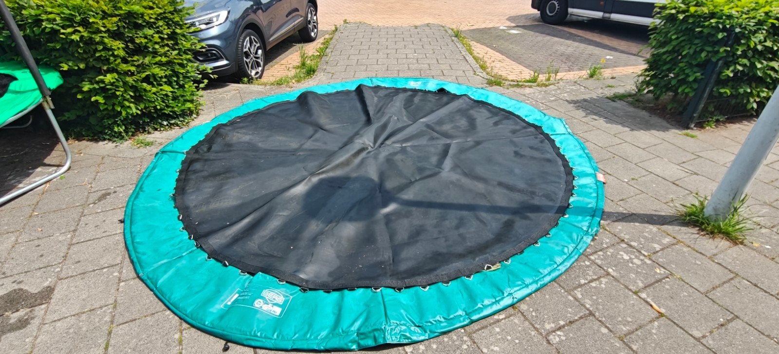 Berg trampoline 380 zonder frame, Ophalen, Gebruikt