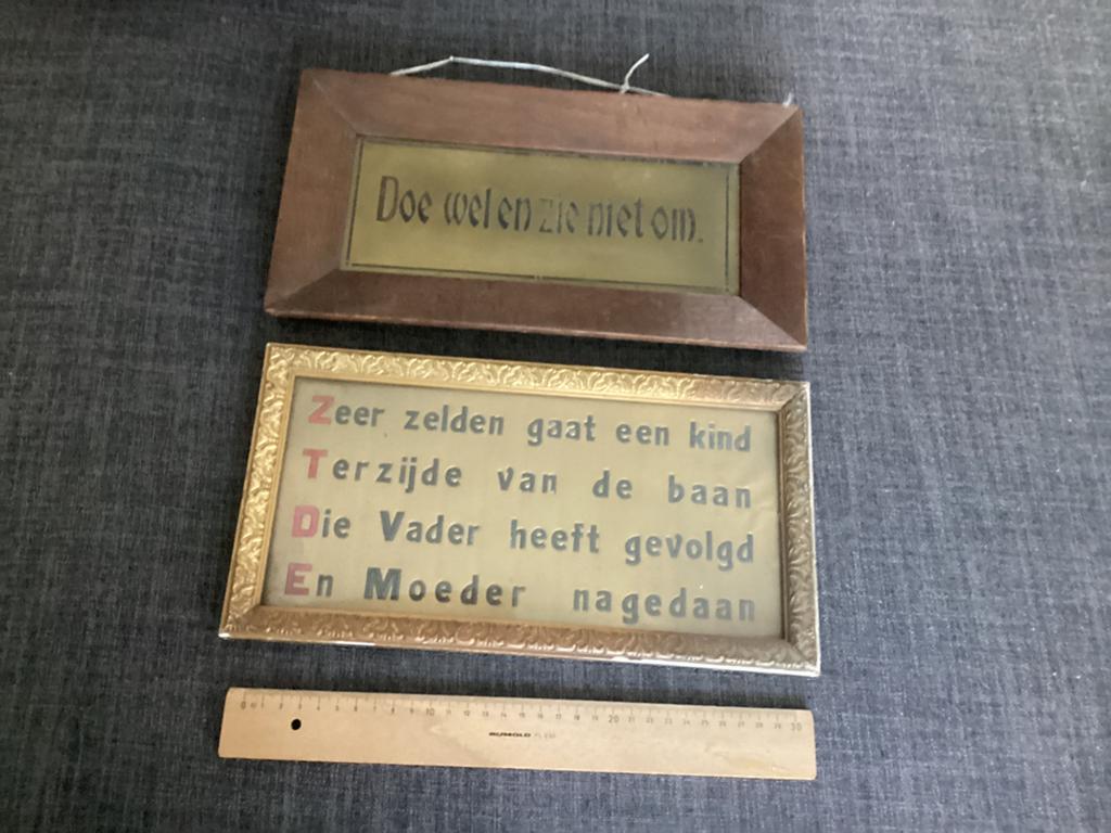 2 kaders met spreuken, Antiek en Kunst, Ophalen of Verzenden