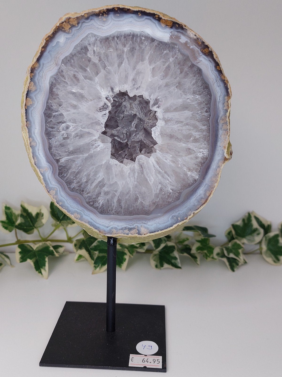 Prachtige grote agaat geode op standaard., Verzamelen, Ophalen of Verzenden, Mineraal