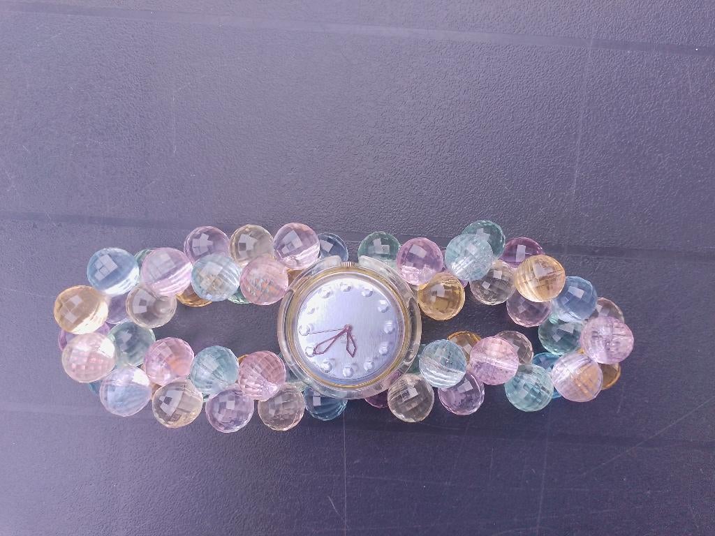 Pop Swatch Crystal Summer met Kralenband, Kunststof, Gebruikt, Polshorloge, Swatch