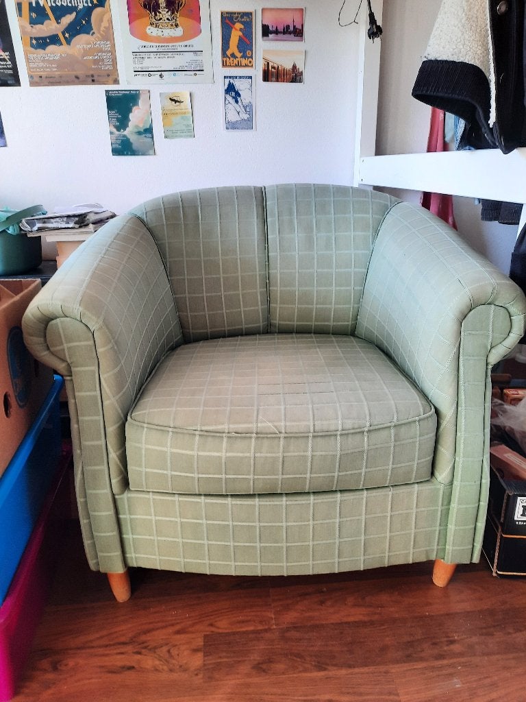 2 groene fauteuils, Ophalen, Gebruikt, 75 tot 100 cm, 50 tot 75 cm