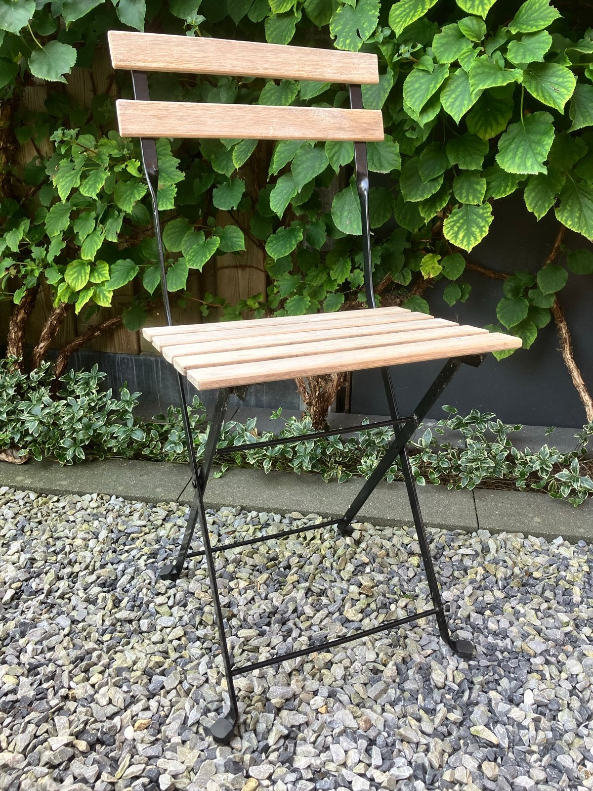 Franse Bistrostoel Inklapbare tuinstoel van hout en metaal, Ophalen, Gebruikt, Hout, Inklapbaar