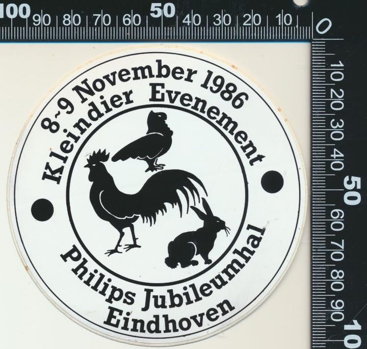 Sticker: Kleindier Evenement 1986 - Eindhoven, Ophalen of Verzenden, Zo goed als nieuw, Dier en Natuur