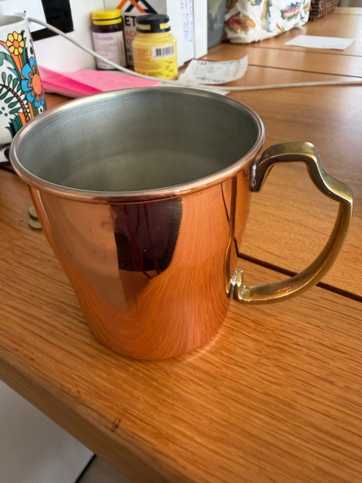 Koperen Mok met Bronzen Handvat, Ophalen of Verzenden, Koper