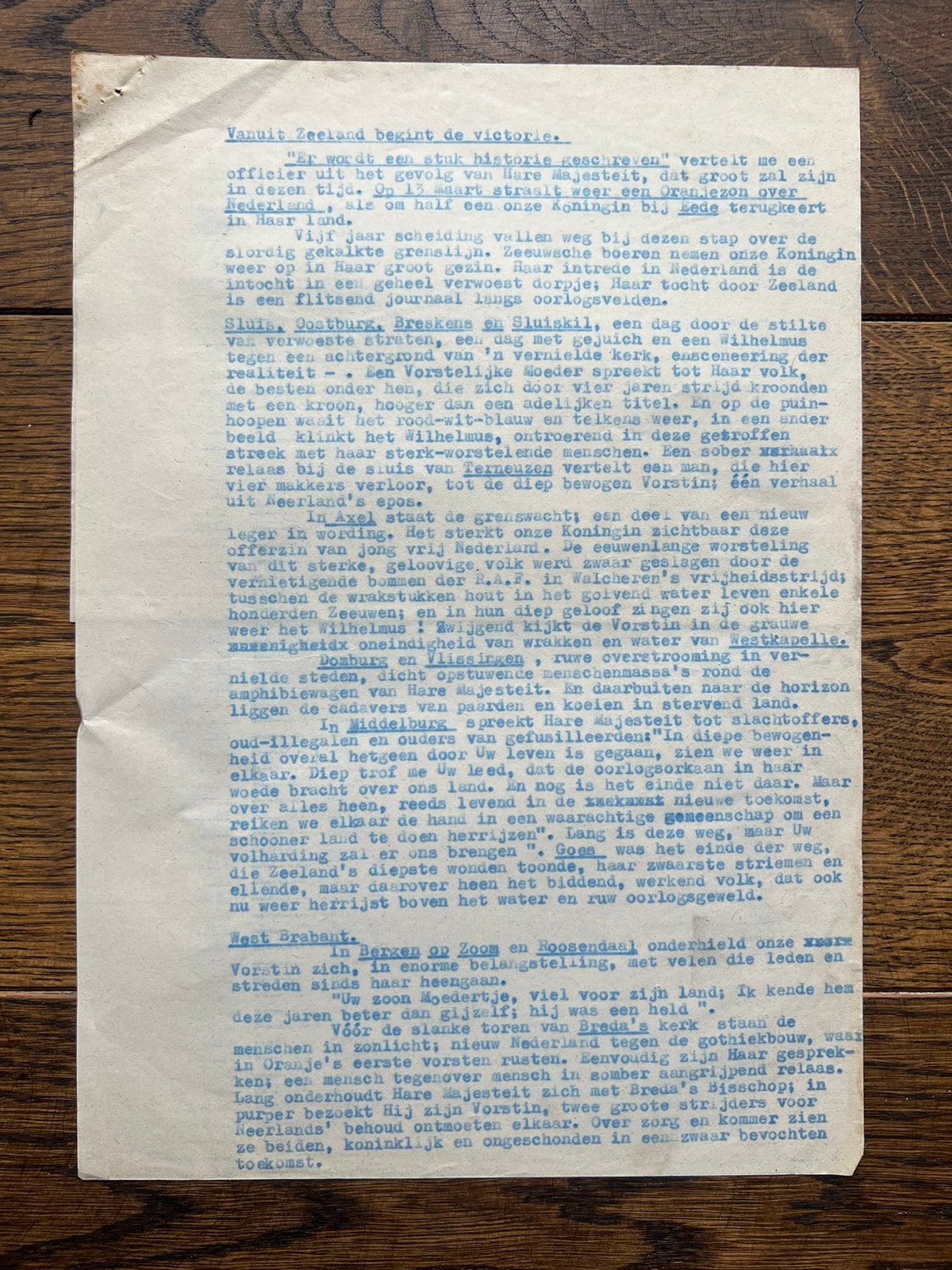 Nederlands ooggetuigen verslag NBS Zeeland Axel domburg, Verzenden, Nederland