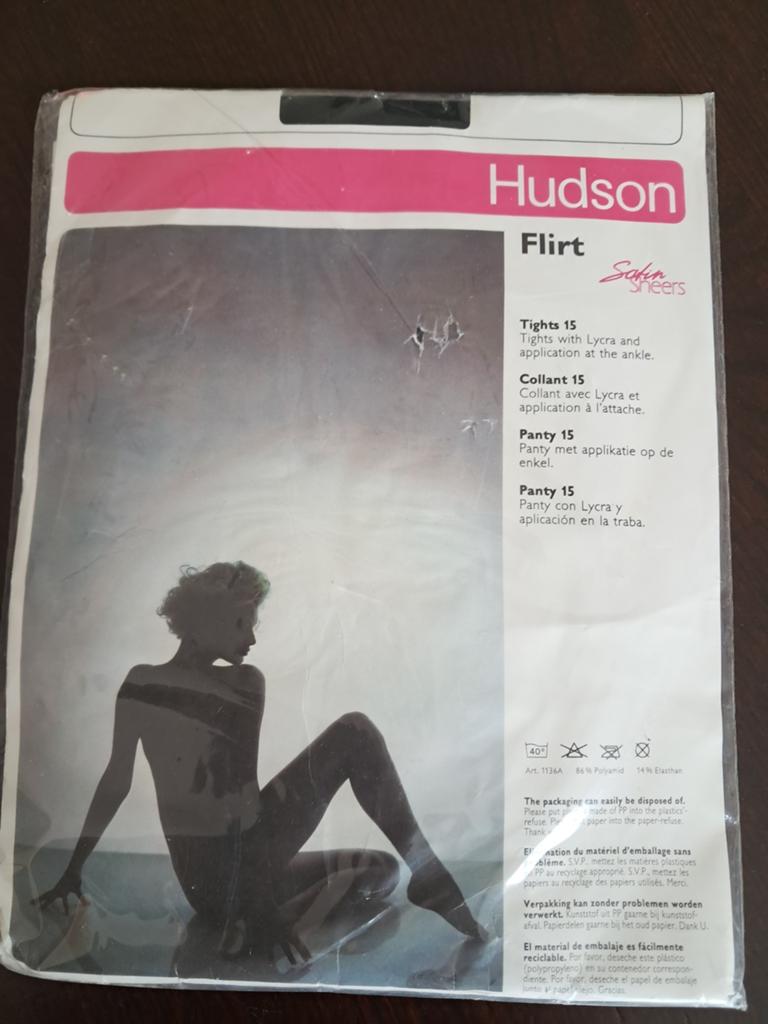 Hudson Flirt Panty 15 denier met applicatie, Zwart, Nieuw, Ophalen of Verzenden, Maat 44/46 (L)